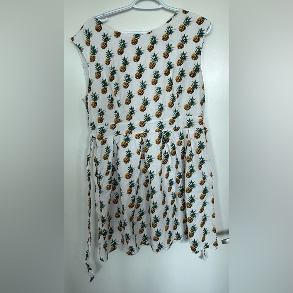 Pineapple Print Sleeveless Dress -  fits size large